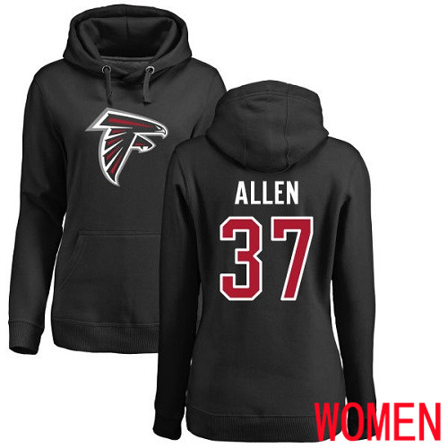 Atlanta Falcons Black Women Ricardo Allen Name And Number Logo NFL Football #37 Pullover Hoodie Sweatshirts->nfl t-shirts->Sports Accessory